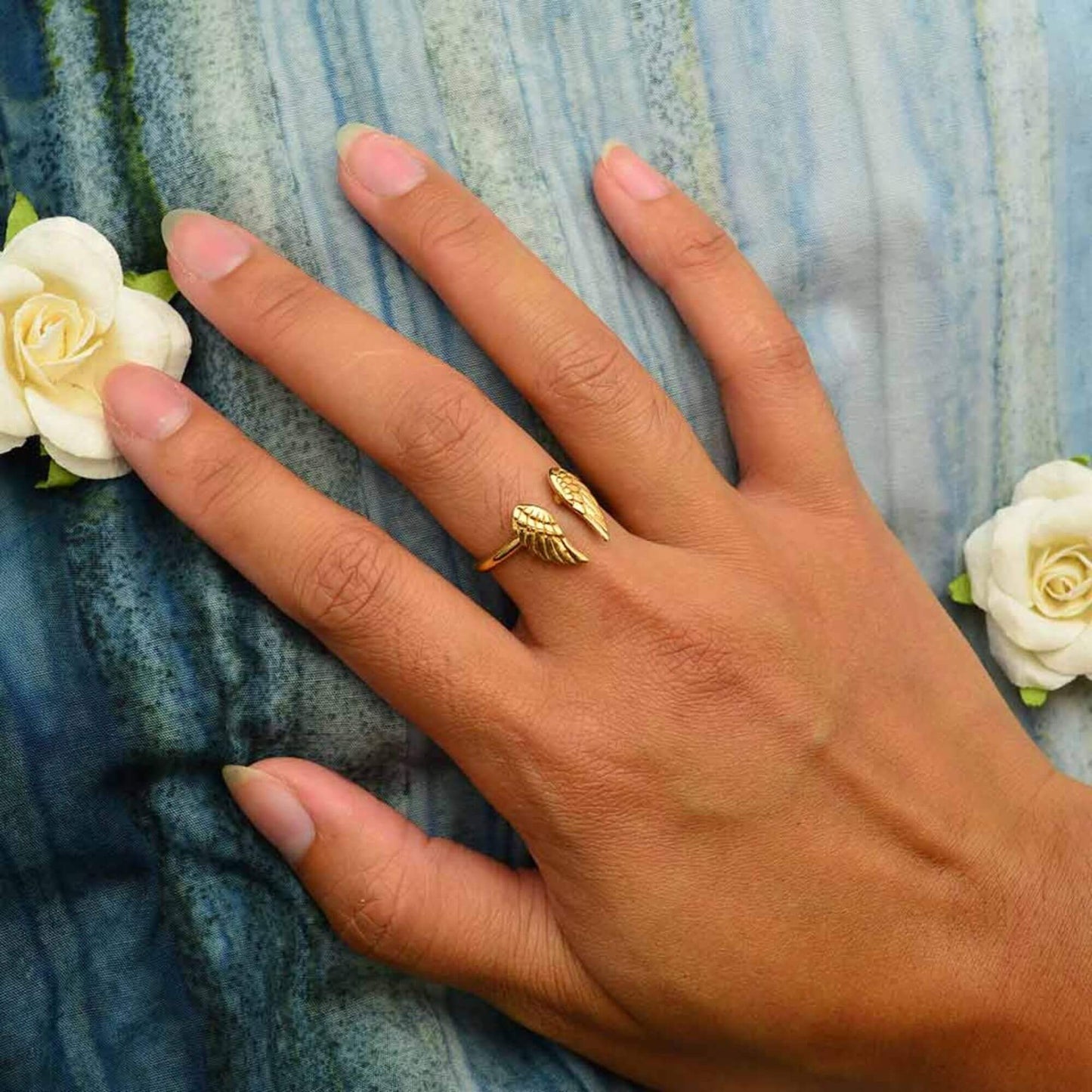 Angel Wings Adjustable Ring Bronze