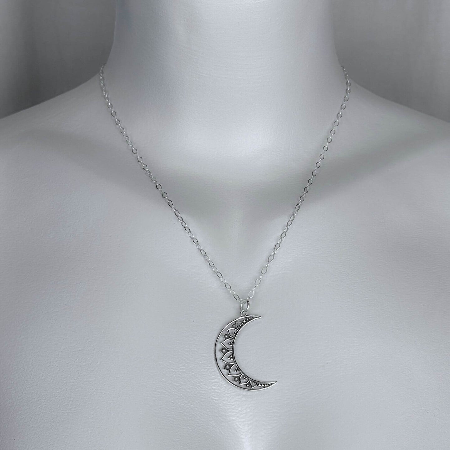 Silver Filigree Crescent Moon Necklace