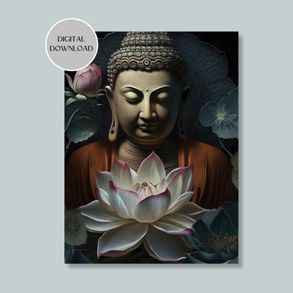 Buddha Lotus Wall Art Print - Printable Digital Download