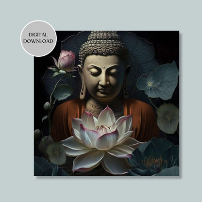 Buddha Lotus Wall Art Print - Printable Digital Download