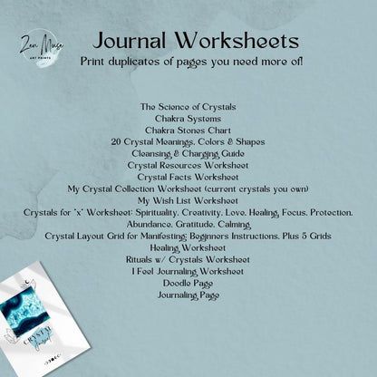 Crystal Meanings Journal - Printable Planner