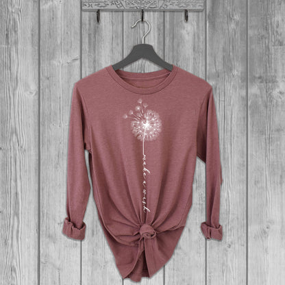 Make a Wish Danelion Long Sleeve Tee - Mauve