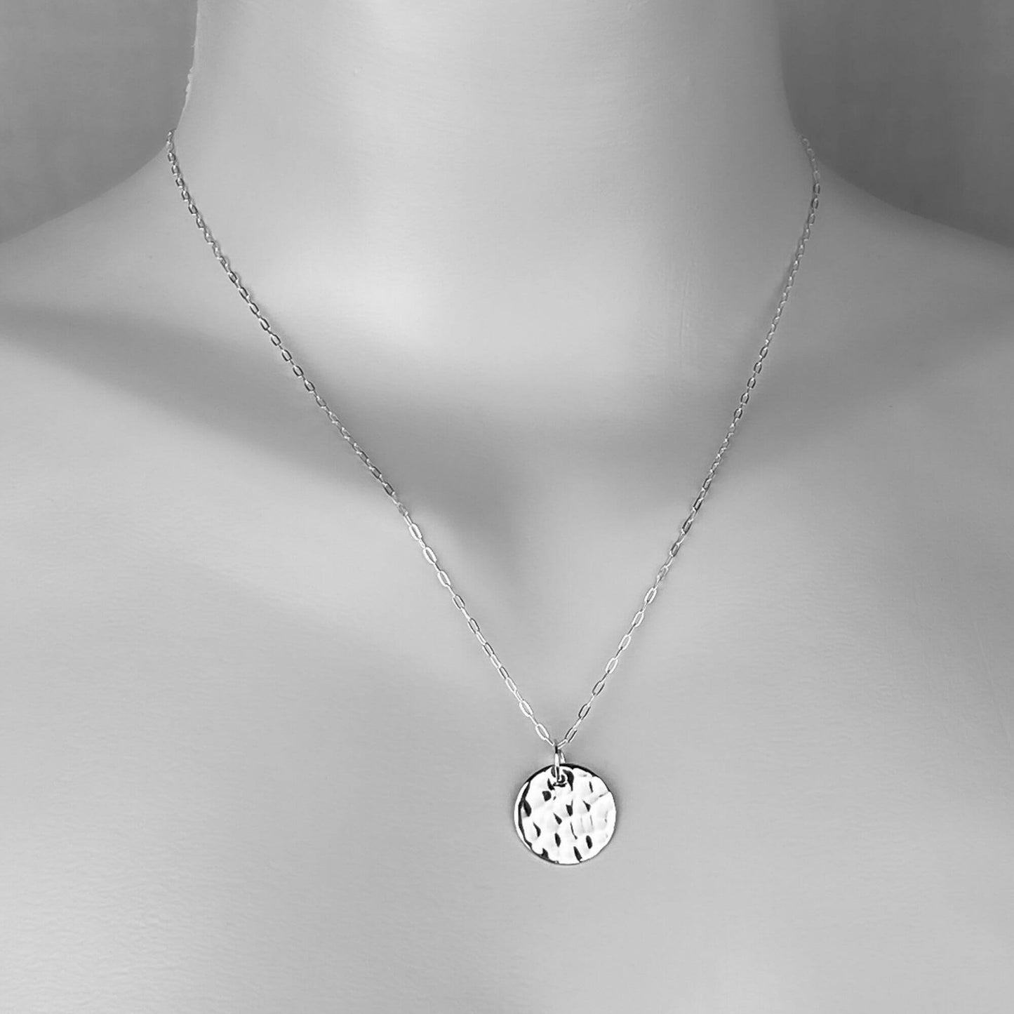 Silver Hammered Disc Necklace