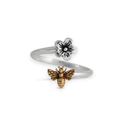 Bee Flower Adjustable Ring Bronze