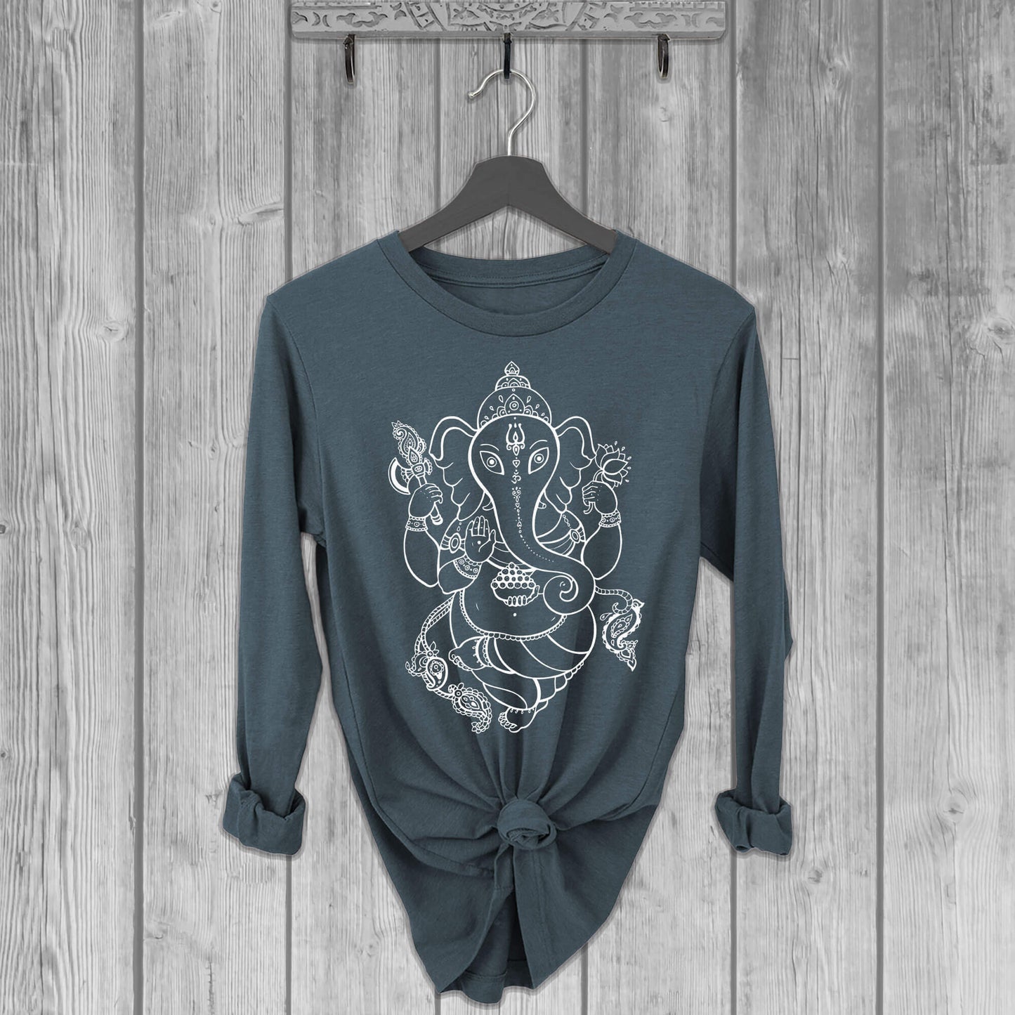 Ganesh Long Sleeve Tee - Slate Blue