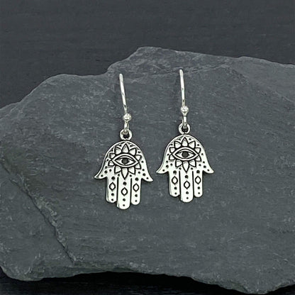 Silver Hamsa Earrings