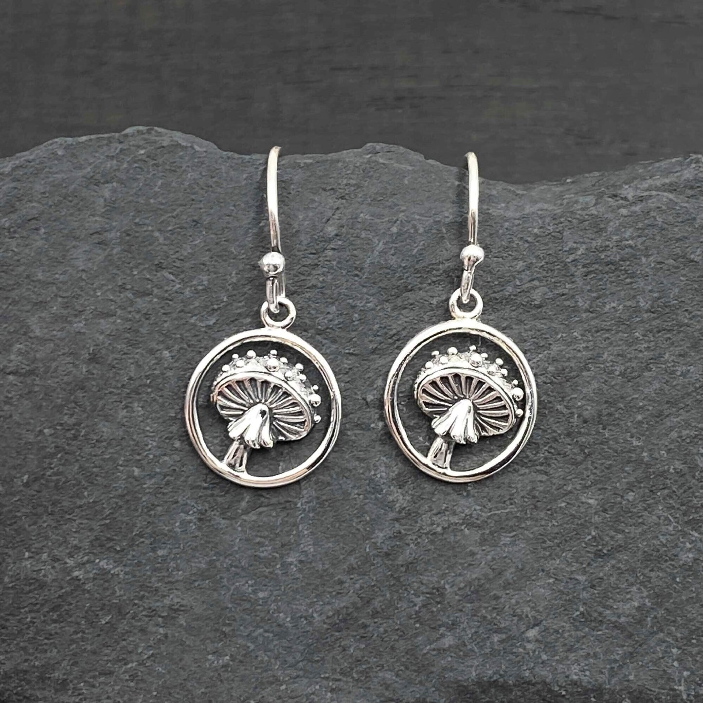 Silver Mushroom Earrings