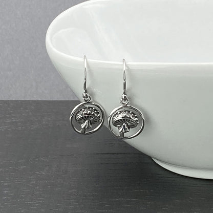 Silver Mushroom Earrings