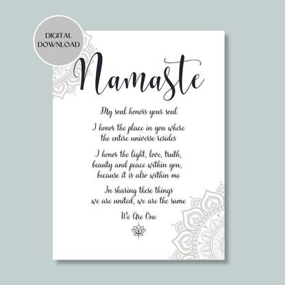 Namaste Wall Art Print - Printable Digital Download