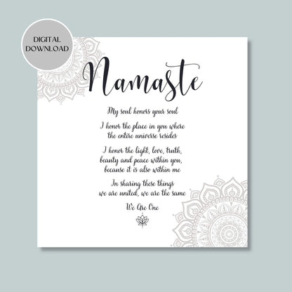 Namaste Wall Art Print - Printable Digital Download