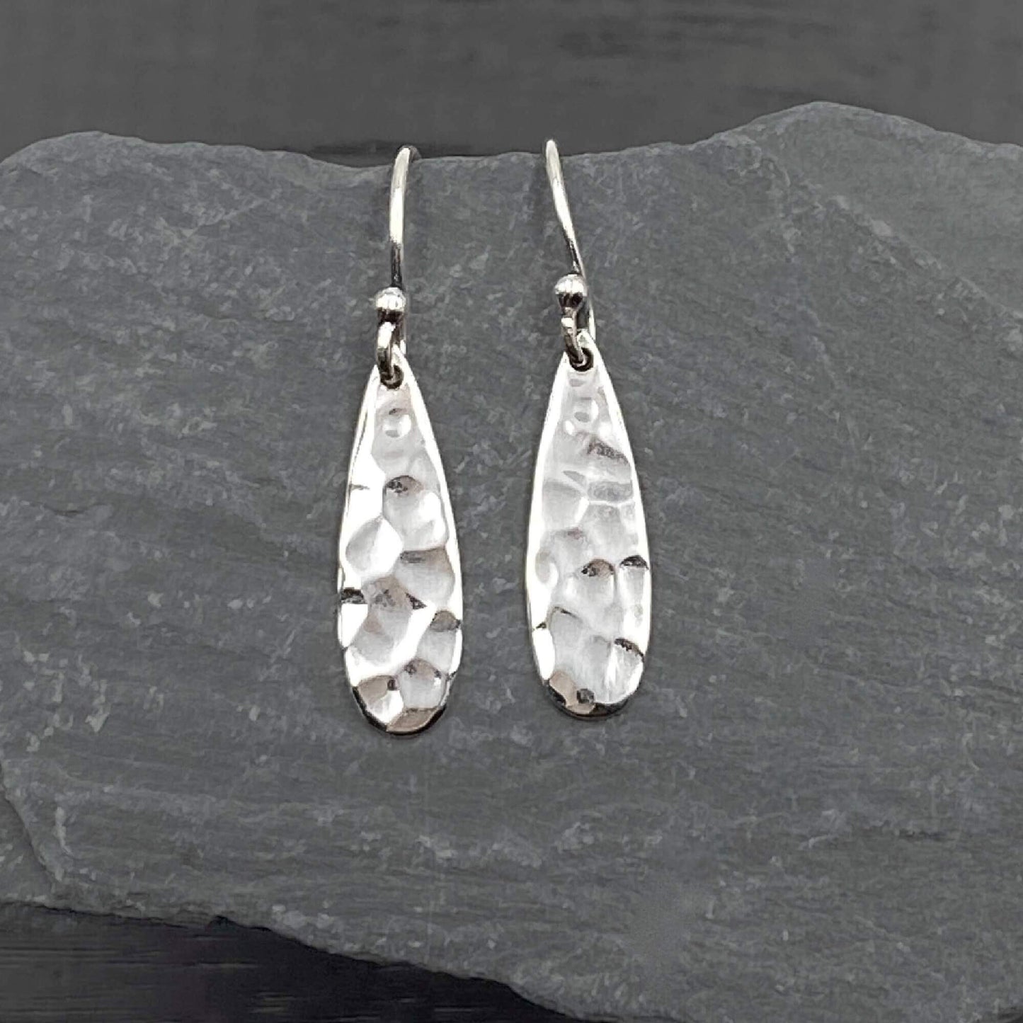 Hand Hammered Silver Teardrop Earrings