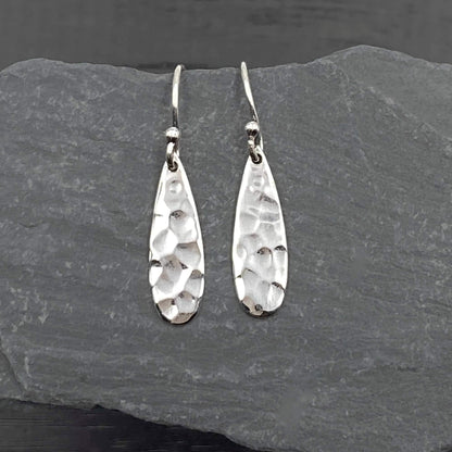 Hand Hammered Silver Teardrop Earrings