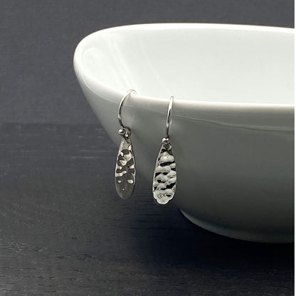 Hand Hammered Silver Teardrop Earrings