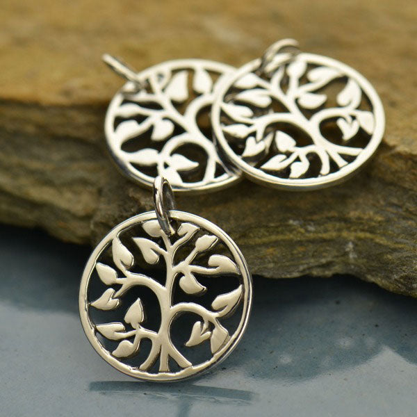 925 Solid sterling silver small tree charm. 
