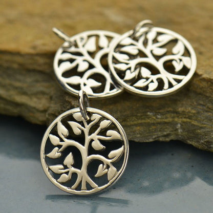 925 Solid sterling silver small tree charm. 
