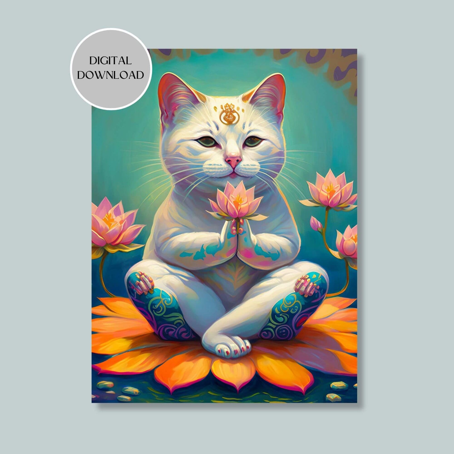 Yoga Cat Wall Art Print - Printable Digital Download