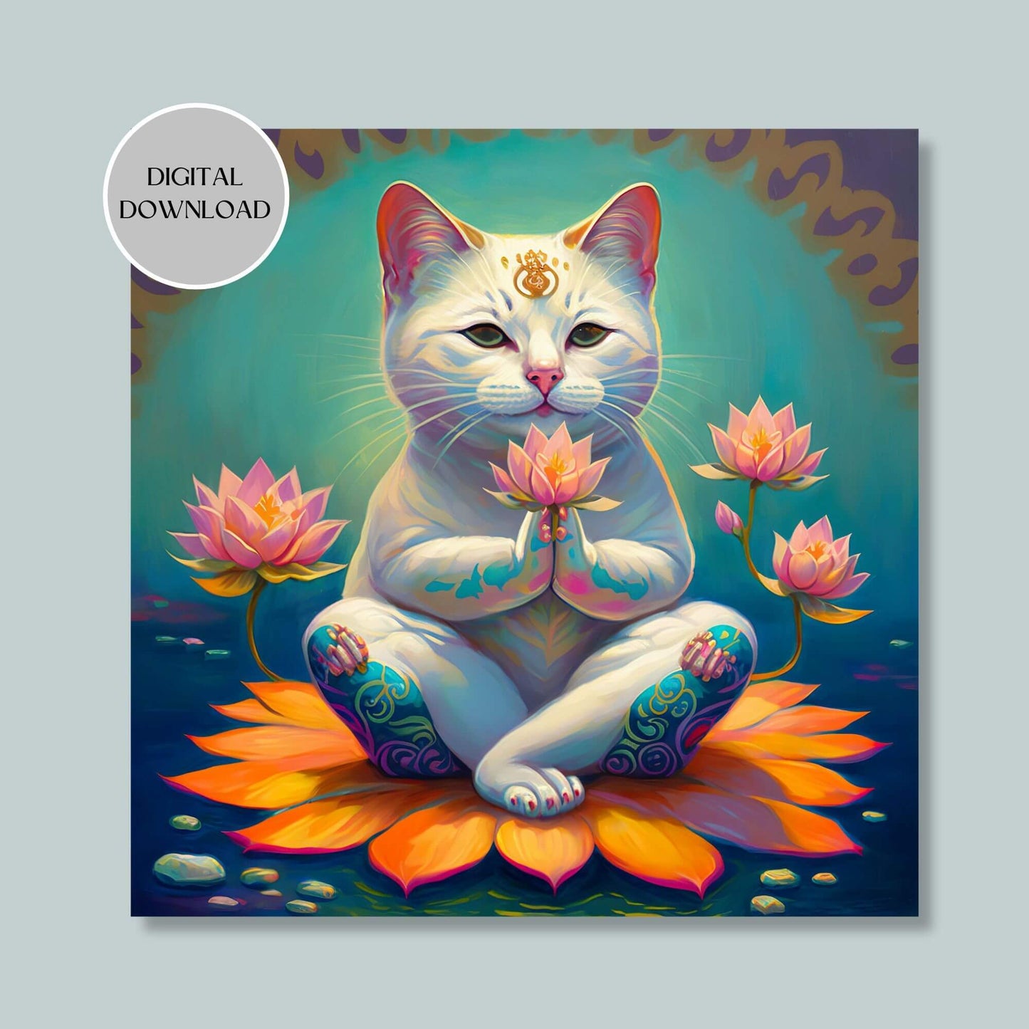 Yoga Cat Wall Art Print - Printable Digital Download